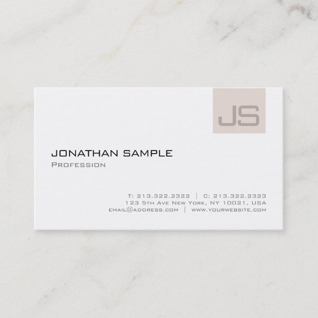 Carte De Visite Élégant Monogramme professionnel Moderne Simple (Devant)