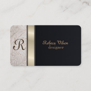 Carte De Visite Élégant monogramme professionnel noir