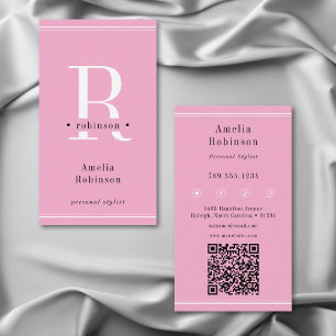 Carte De Visite Élégant Monogramme professionnel rose