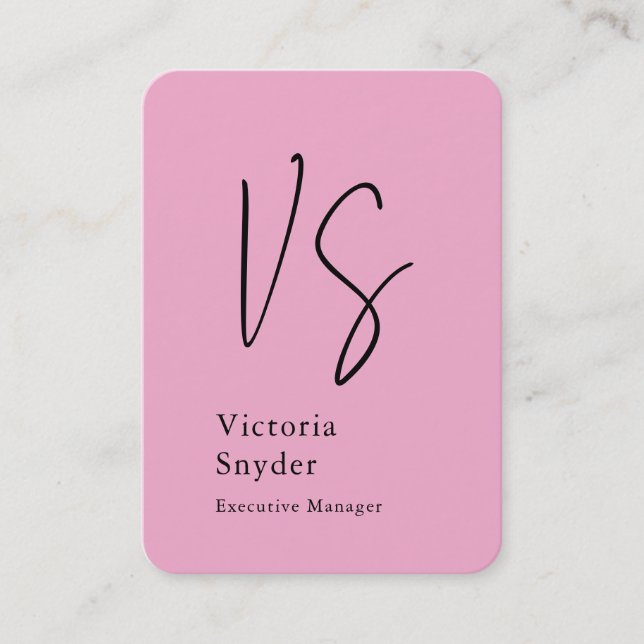Carte De Visite Élégant Monogramme Professionnel Rose clair (Devant)