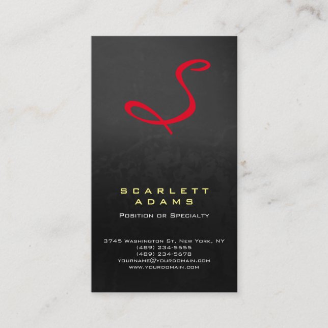 Carte De Visite Élégant monogramme professionnel simple gris rouge (Devant)