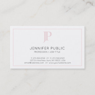 Carte De Visite Élégant Monogramme rose minimaliste Chic Plain ten