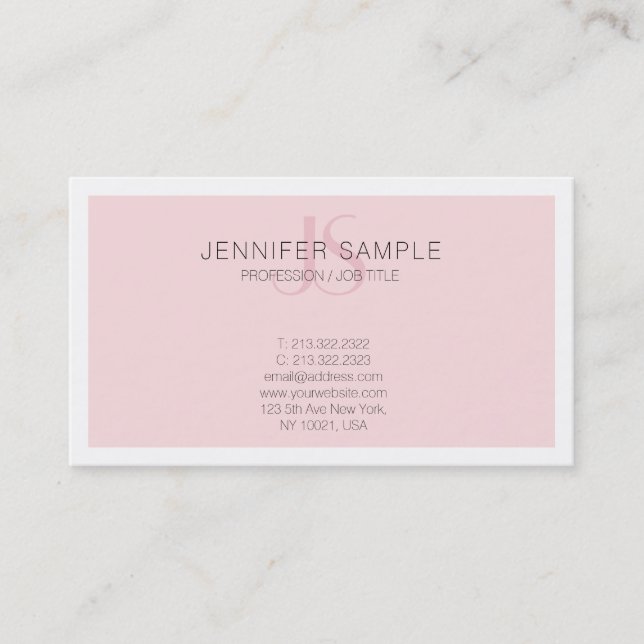 Carte De Visite Élégant Monogramme rose moderne Design simple tend (Devant)