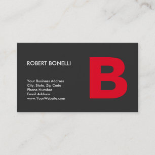 Carte De Visite Élégant Monogramme rouge gris tendance