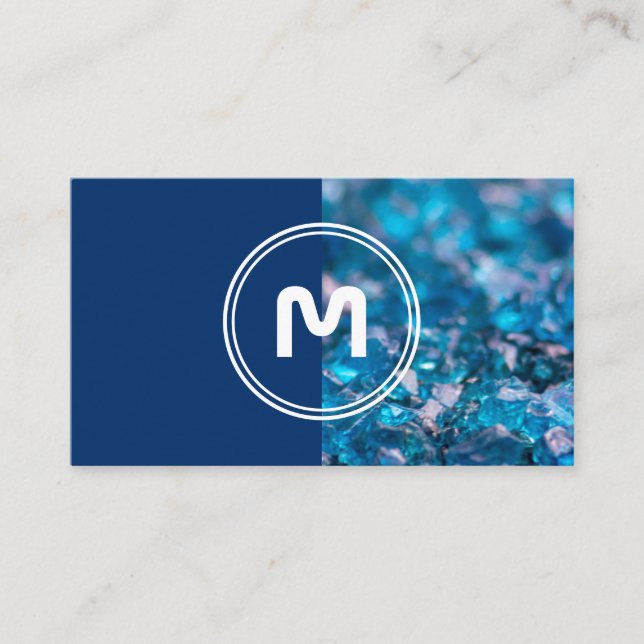 Carte De Visite Elégant monogramme saphir deux cristaux bleus de c (Devant)