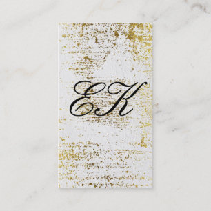 Carte De Visite Élégant Monogramme Script Gold Grunge Texture blan