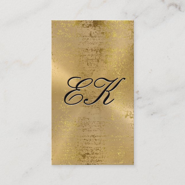 Carte De Visite Élégant Monogramme Script Gold Spectres métallique (Devant)