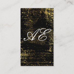 Carte De Visite Élégant Monogramme Script Or Grunge
