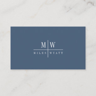 Carte De Visite Élégant Monogramme Simple Minimaliste Smoky Blue G