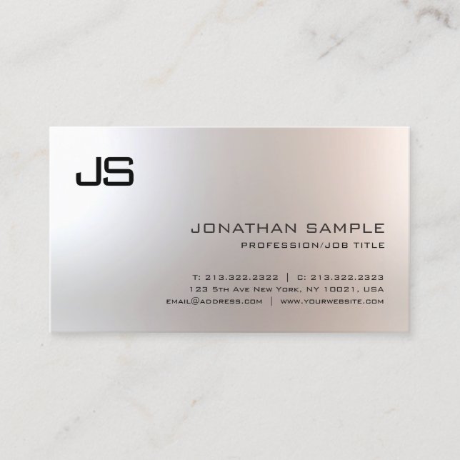 Carte De Visite Élégant Monogramme Simple Professionnel Glamour Pl (Devant)