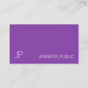 Carte De Visite Élégant Monogramme Sleek Plain violet violet luxe