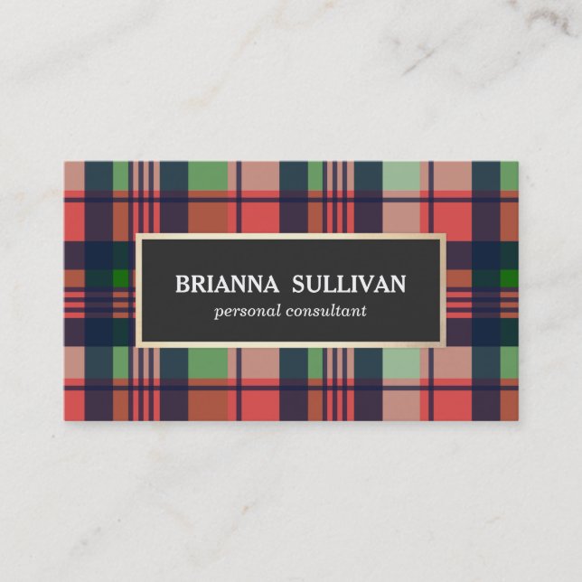 Carte De Visite Élégant Motif couleur rouge, vert et marine (Devant)