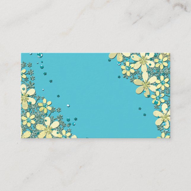 Carte De Visite Élégant, motif de fleurs, fleurs jaunes (Devant)