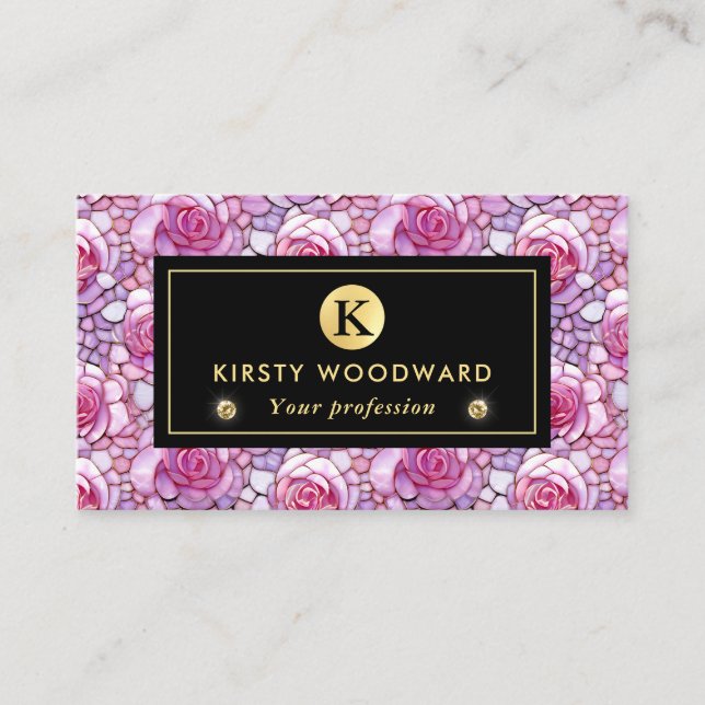 Carte De Visite Élégant Motif de mosaïque rose (Devant)
