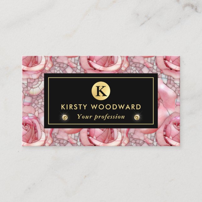 Carte De Visite Élégant Motif de mosaïque rose (Devant)