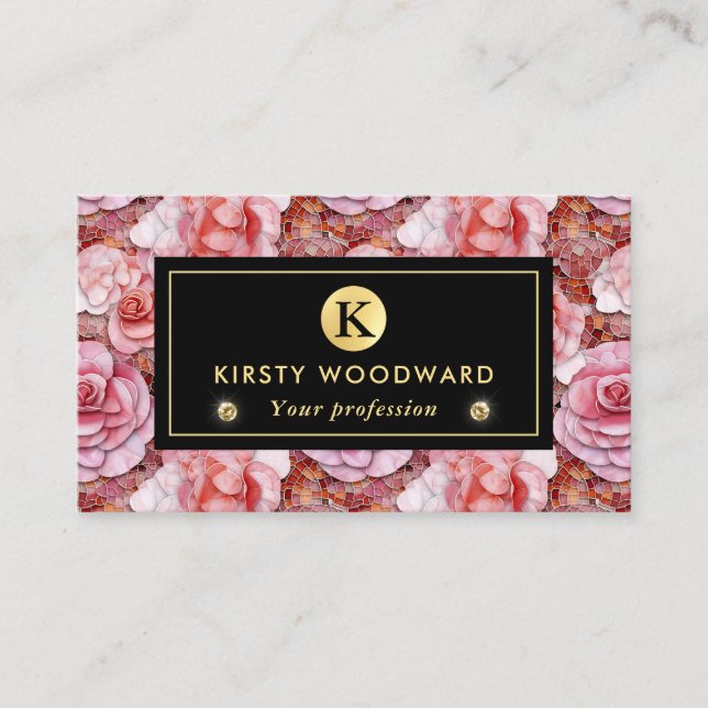 Carte De Visite Élégant Motif de mosaïque rose (Devant)