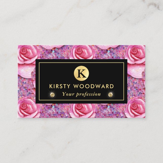 Carte De Visite Élégant Motif de mosaïque rose (Devant)