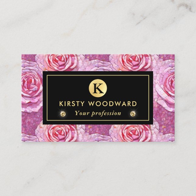 Carte De Visite Élégant Motif de mosaïque rose (Devant)