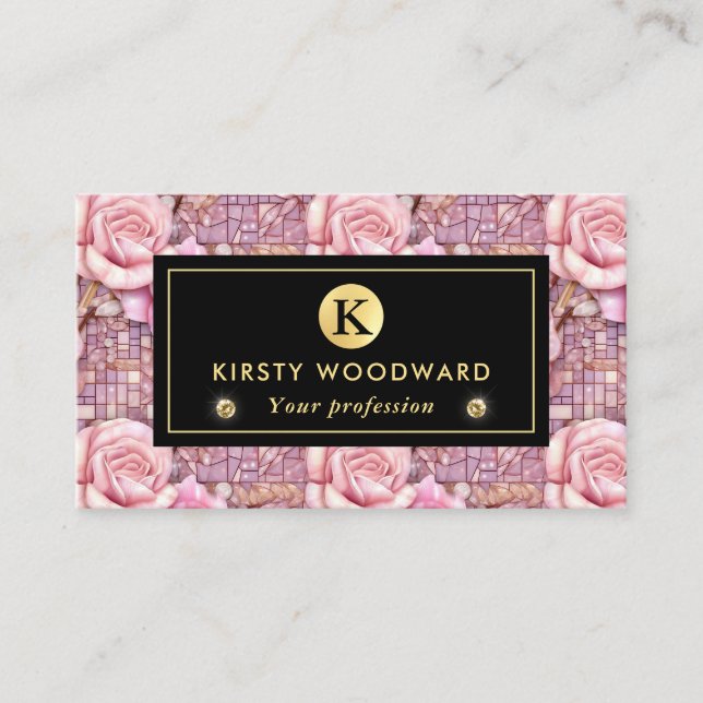 Carte De Visite Élégant Motif de mosaïque rose (Devant)