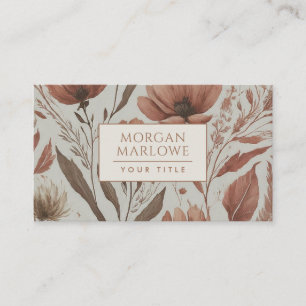 Carte De Visite Élégant motif floral Fleur sauvage en terre cuite 
