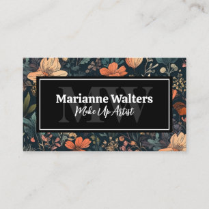 Carte De Visite Élégant motif floral   Monogramme
