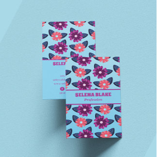 Carte De Visite Élégant motif floral | Vertical moderne