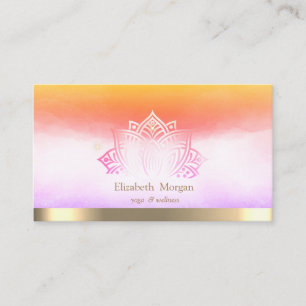 Carte De Visite Élégant motif ombré à rayures de lotus aquarelle