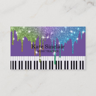 Carte De Visite Elegant Music Teacher Piano Keys Musical