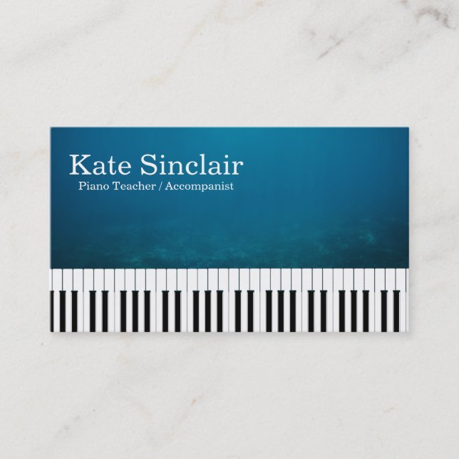 Carte De Visite Élégant Musique Moderne Professeur de piano profes (Devant)