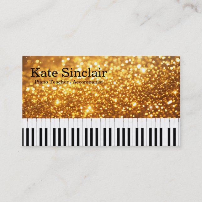 Carte De Visite Élégant Musique Moderne Professeur de piano profes (Devant)