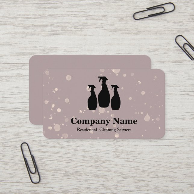 Carte De Visite Elégant nettoyage Parties scintillant aquarelle (Devant/Arrière en situation)