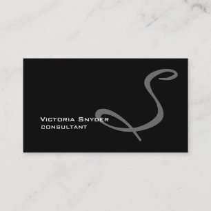 Carte De Visite Élégant Noir Blanc Gris Monogramme Professional