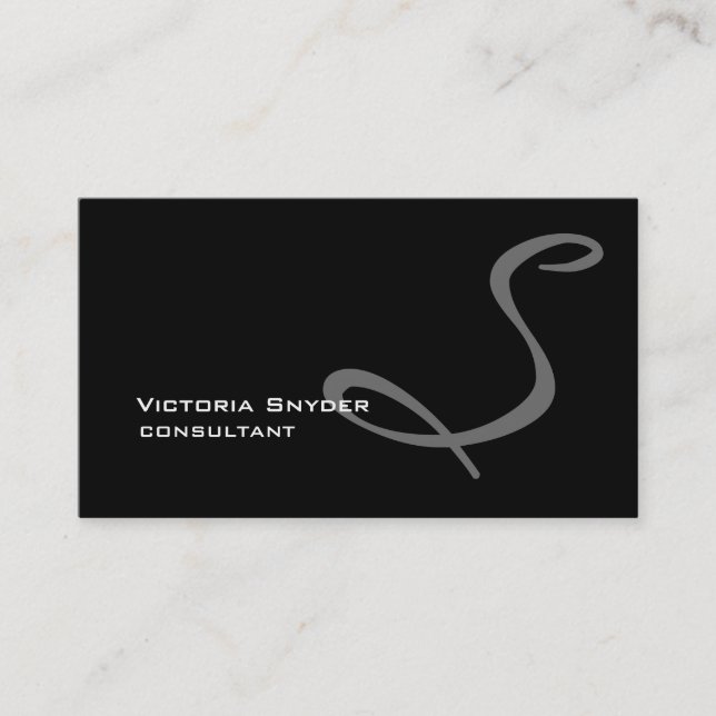 Carte De Visite Élégant Noir Blanc Gris Monogramme Professional (Devant)