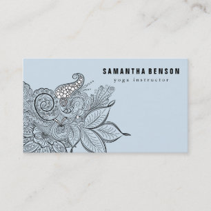 Carte De Visite Elégant noir & blanc Mandala Art Logo Yoga