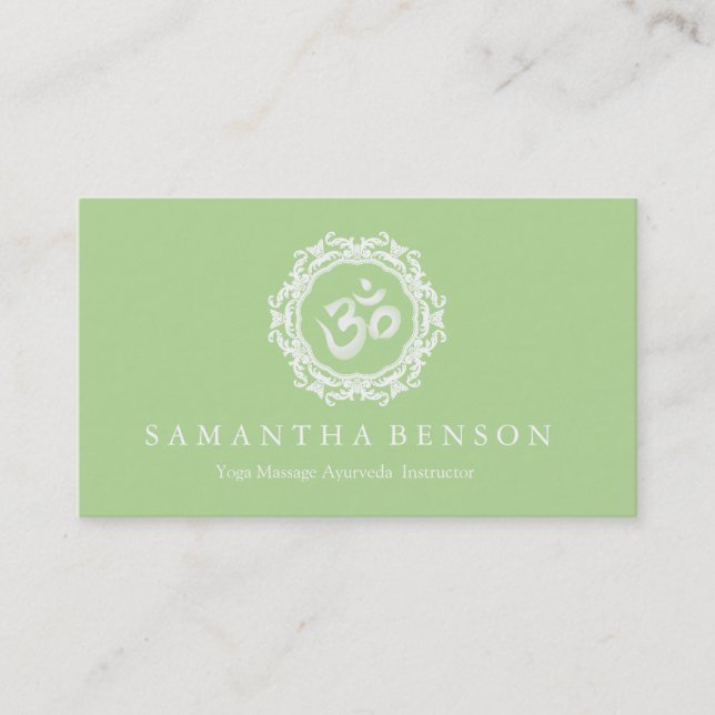 Carte De Visite Elégant noir & blanc Mandala Art Logo Yoga (Devant)