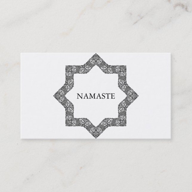 Carte De Visite Elégant noir & blanc Mandala Art Logo Yoga (Devant)