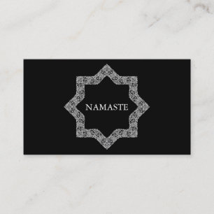 Carte De Visite Elégant noir & blanc Mandala Art Logo Yoga