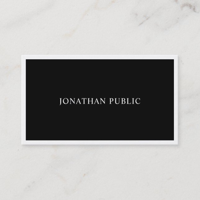 Carte De Visite Elégant noir blanc moderne simple à la mode (Devant)