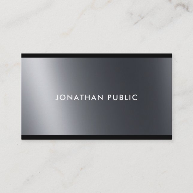 Carte De Visite Elégant noir blanc professionnel Top Plain moderne (Devant)