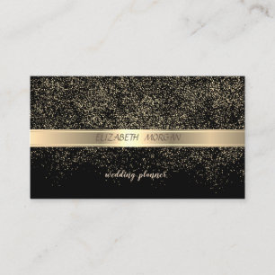 Carte De Visite Élégant, Noir, Confetti Or
