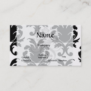 Carte De Visite élégant noir et blanc damassé