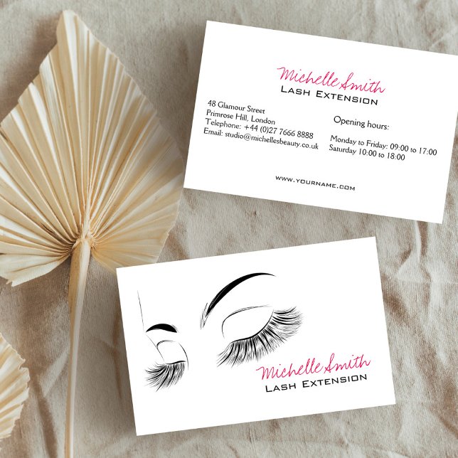 Carte De Visite Elégant noir et blanc Eyelashes Dessin Barre Lash (Créateur téléchargé)