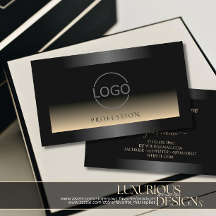 Carte De Visite Élégant noir et crème Gradient logo foncé Shim
