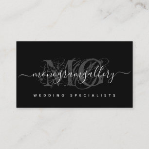 Carte De Visite Élégant noir Luxe Glam Script Monogramme