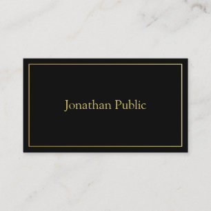Carte De Visite Elégant Noir Or Blanc Minimaliste Plaine tendance