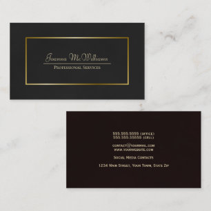 Carte De Visite Élégant Noir & Or Simple Professionnel