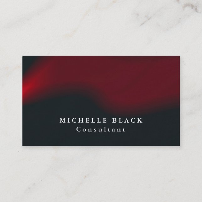Carte De Visite Élégant Noir Rouge Waves Professionnel (Devant)