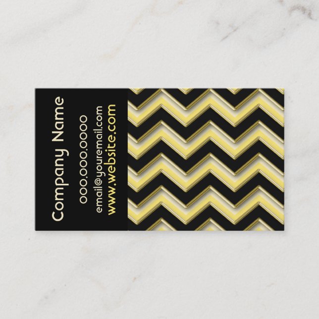 Carte De Visite Elégant noir sur citron Chiffon ZigZag Business (Devant)