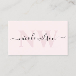 Carte De Visite Élégant nom de monogramme rose minimaliste
