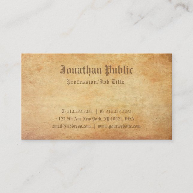 Carte De Visite Elégant Nostalgique Vieux Papier Look Professionne (Devant)